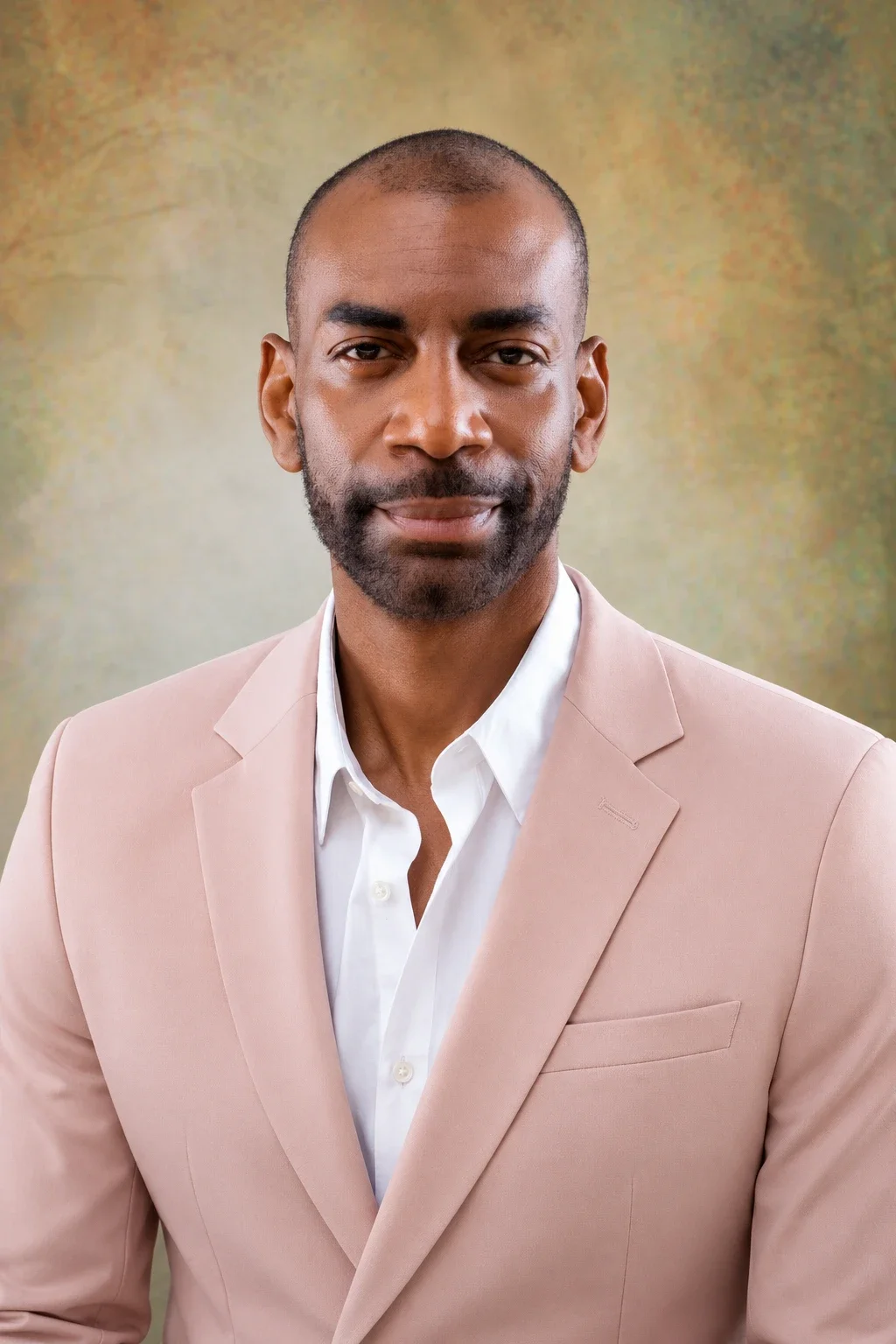 Portrait of Kevin Cockfield in a blush pink jacket